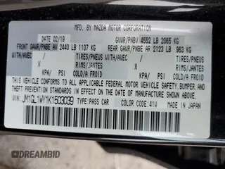 2019 Mazda 6 Grand Touring Reserve with VIN JM1GL1WY1K1503039, listed as a Copart auction lot 87935135 with 45,645 mi miles and Salvage Title. Bid and sale history available at DreamBid. Image 14.