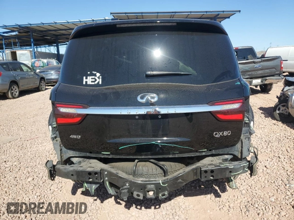 2020 Infiniti QX80 Luxe with VIN JN8AZ2NE6L9253306, listed as a Copart auction lot 43617795 with 129,691 mi miles and Salvage Title. Bid and sale history available at DreamBid. Image 6.