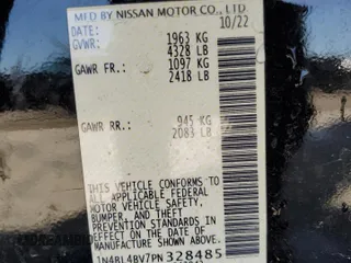 2023 Nissan Altima S with VIN 1N4BL4BV7PN328485, listed as a Copart auction lot 49482745 with 56,870 mi miles and Clean Title. Bid and sale history available at DreamBid. Image 12.