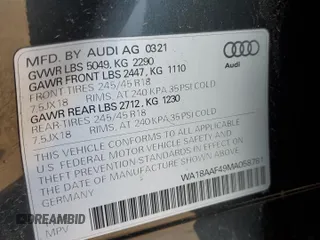 2021 Audi A4 allroad Premium Plus with VIN WA18AAF49MA058781, listed as a Copart auction lot 37308234 with 17,213 mi miles. Bid and sale history available at carsss.com. Image 12.