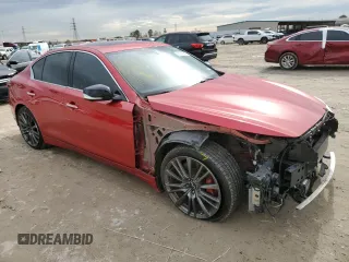 2020 Infiniti Q50 Red Sport 400 with VIN JN1FV7AP4LM630619, listed as a Copart auction lot 89322685 with 49,573 mi miles and Salvage title. Bid and sale history available at DreamBid. Image 4.