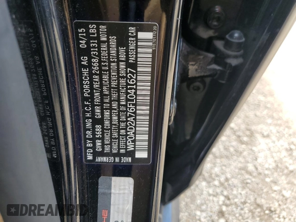 2015 Porsche Panamera S E-Hybrid z VIN WP0AD2A76FL041627, wystawiony jako Copart lot #63190924 z przebiegiem 88 860 mil mil oraz Szkody całkowita. Historia ofert i sprzedaży dostępna na DreamBid. Obrazek 12.
