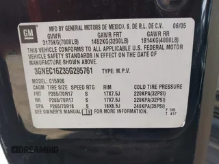 2005 Chevrolet Suburban LT with VIN 3GNEC16Z35G295761, listed as a IAAI auction lot 42168762 with 174,811 mi miles and . Bid and sale history available at DreamBid. Image 9.