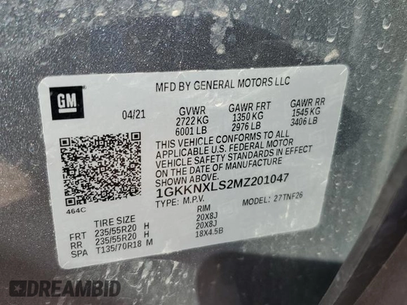 2021 GMC Acadia Denali с VIN 1GKKNXLS2MZ201047, выставлен на аукционе Copart как лот 48813225 с пробегом 44 394 миль миль и Списание • Salvage title. История ставок и продаж доступна на DreamBid. Изображение 13.