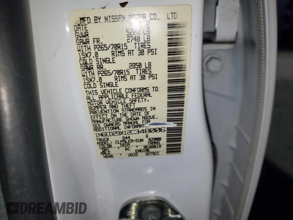 2002 Nissan Frontier XE z VIN 1N6ED29X12C348006, wystawiony jako Copart lot #41897905 z przebiegiem 91 363 mil mil oraz Szkoda całkowita • Salvage title. Historia ofert i sprzedaży dostępna na DreamBid. Obrazek 12.