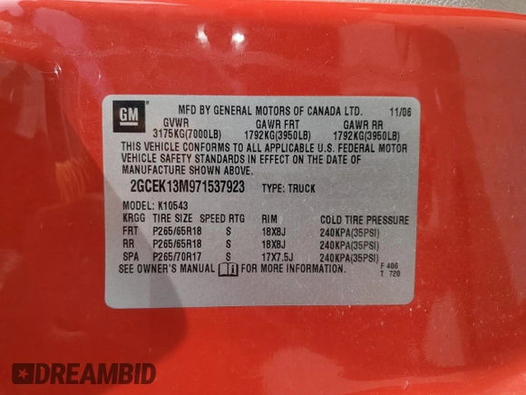 2007 Chevrolet Silverado 1500 LTZ with VIN 2GCEK13M971537923, listed as a Copart auction lot 50879955 with 219,547 mi miles and Salvage Title. Bid and sale history available at DreamBid. Image 12.