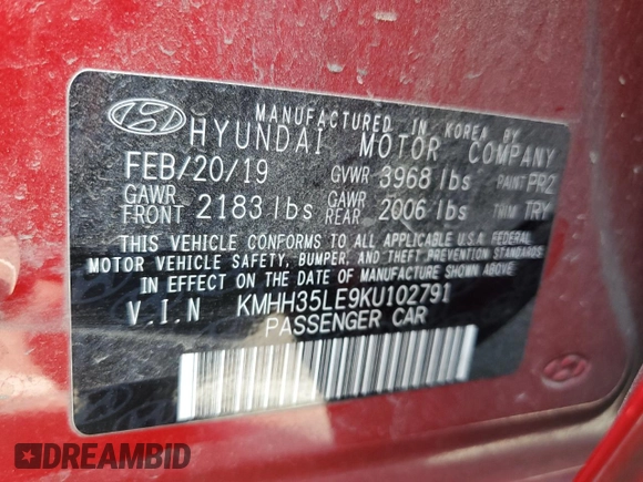 2019 Hyundai Elantra GT with VIN KMHH35LE9KU102791, listed as a Copart auction lot 71673744 with 93,191 mi miles and Salvage Title. Bid and sale history available at carsss.com. Image 13.