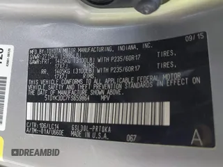 2015 Toyota Sienna XLE with VIN 5TDYK3DC7FS659864, listed as a IAAI auction lot 41958112 with 121,257 mi miles and . Bid and sale history available at DreamBid. Image 9.