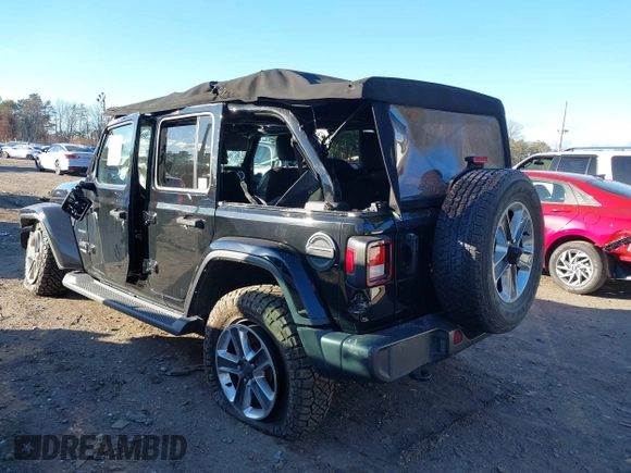 2021 Jeep Wrangler Unlimited Sahara with VIN 1C4HJXEN4MW714133, listed as a IAAI auction lot 41241040 with 82,247 mi miles and . Bid and sale history available at DreamBid. Image 3.