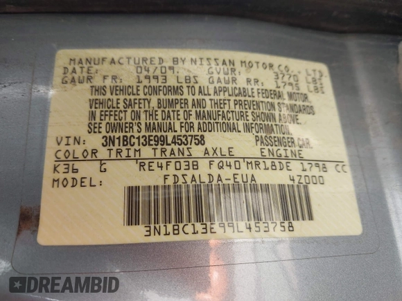 2009 Nissan Versa S с VIN 3N1BC13E99L453758, выставлен на аукционе IAAI как лот 42343658 с пробегом 218 825 миль миль и . История ставок и продаж доступна на DreamBid. Изображение 9.