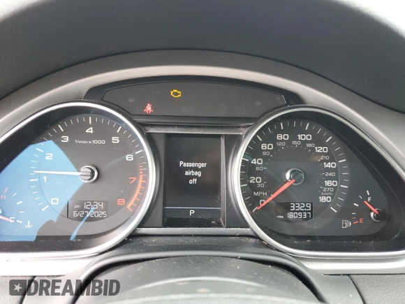 2013 Audi Q7 Premium Plus with VIN WA1LGAFE3DD016266, listed as a Copart auction lot 62180935 with 180,937 mi miles and Clean title. Bid and sale history available at DreamBid. Image 9.