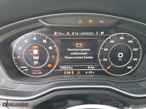 2017 Audi A4 Premium Plus with VIN WAUENAF4XHN000820, listed as a Copart auction lot 45056305 with 108,222 mi miles and Salvage Title. Bid and sale history available at carsss.com. Image 9.