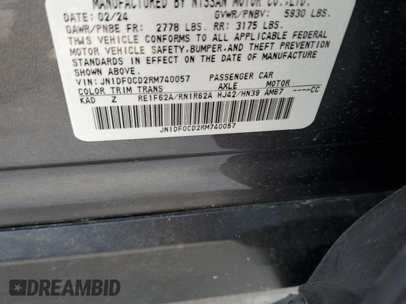 2024 Nissan ARIYA Platinum+ with VIN JN1DF0CD2RM740057, listed as a Copart auction lot 51851075 with 1,168 mi miles and Salvage title. Bid and sale history available at DreamBid. Image 13.