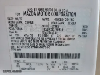 2008 Mazda Tribute ES with VIN 4F2CZ06178KM07610, listed as a Copart auction lot 48420005 with 0 mi miles and Salvage Title. Bid and sale history available at carsss.com. Image 13.