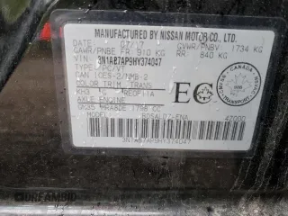 2017 Nissan Sentra SV with VIN 3N1AB7AP9HY374047, listed as a Copart auction lot 61791785 with 154,194 mi miles and Salvage title. Bid and sale history available at DreamBid. Image 12.