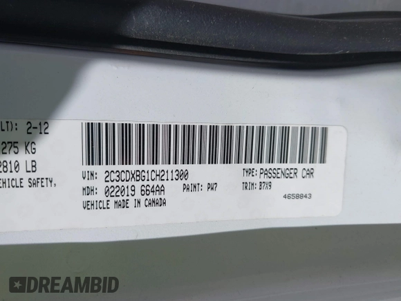 2012 Dodge Charger SE with VIN 2C3CDXBG1CH211300, listed as a IAAI auction lot 42049480 with 156,303 mi miles and . Bid and sale history available at DreamBid. Image 9.