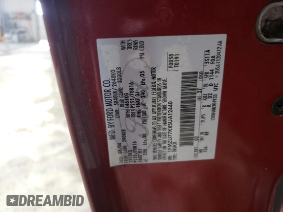 2005 Ford Explorer Sport Trac XLS with VIN 1FMZU77KX5UA12440, listed as a Copart auction lot 42966185 with 209,959 mi miles and Salvage title. Bid and sale history available at DreamBid. Image 13.