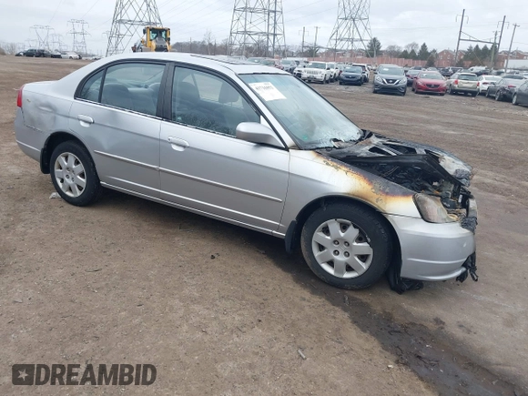 2001 Honda Civic EX with VIN 2HGES26781H563697, listed as a IAAI auction lot 41716852 with Not Provided miles. Bid and sale history available at carsss.com. Image 1.