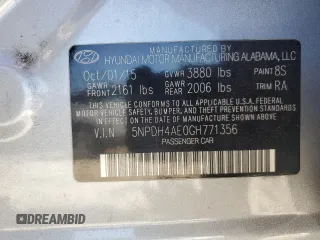2016 Hyundai Elantra SE z VIN 5NPDH4AE0GH771356, wystawiony jako Copart lot #55256825 z przebiegiem 79 122 mil mil oraz Szkoda całkowita • Salvage title. Historia ofert i sprzedaży dostępna na DreamBid. Obrazek 12.