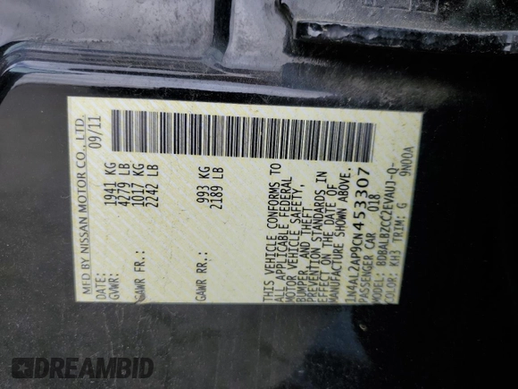 2012 Nissan Altima 2.5 S with VIN 1N4AL2AP9CN453307, listed as a Copart auction lot 53170045 with 80,543 mi miles and Salvage Title. Bid and sale history available at carsss.com. Image 14.