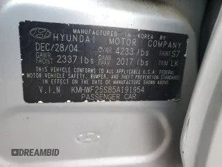 2005 Hyundai Sonata GL with VIN KMHWF25S85A191954, listed as a Copart auction lot 44233495 with 155,322 mi miles and Salvage Title. Bid and sale history available at carsss.com. Image 12.