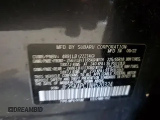 2022 Subaru Forester Limited z VIN JF2SKAPC1NH520324, wystawiony jako Copart lot #56921045 z przebiegiem 78 541 mil mil oraz Szkoda całkowita • Salvage title. Historia ofert i sprzedaży dostępna na DreamBid. Obrazek 14.
