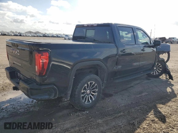 2021 GMC Sierra 1500 AT4 with VIN 1GTU9EET0MZ214429, listed as a Copart auction lot 48395165 with 0 mi miles and Salvage Title. Bid and sale history available at carsss.com. Image 3.