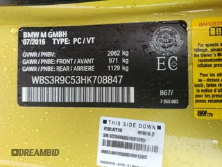 2017 BMW M4 z VIN WBS3R9C53HK708847, wystawiony jako Copart lot #51604635 z przebiegiem 78 560 mil mil oraz Szkoda całkowita • Salvage title. Historia ofert i sprzedaży dostępna na DreamBid. Obrazek 15.