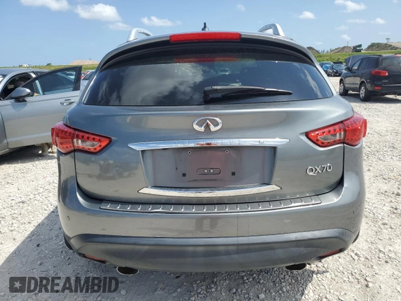 2015 Infiniti QX70 with VIN JN8CS1MU1FM380501, listed as a Copart auction lot 58406725 with 90,028 mi miles and Salvage title. Bid and sale history available at DreamBid. Image 6.