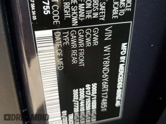 2024 Mercedes-Benz Sprinter with VIN W1Y8ND6Y6RT174851, listed as a Copart auction lot 74935314 with Not Provided miles and Non Repairable. Bid and sale history available at DreamBid. Image 14.
