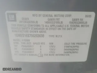 2005 Chevrolet TrailBlazer LS with VIN 1GNES16S756203638, listed as a Copart auction lot 41380725 with 0 mi miles and Salvage Title. Bid and sale history available at carsss.com. Image 13.