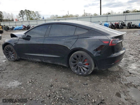 2023 Tesla Model 3 Performance with VIN 5YJ3E1ECXPF553354, listed as a Copart auction lot 50302705 with 0 mi miles and Salvage Title. Bid and sale history available at carsss.com. Image 2.