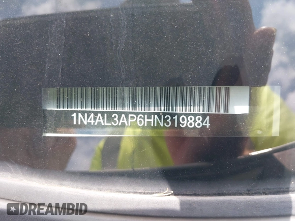 2017 Nissan Altima S with VIN 1N4AL3AP6HN319884, listed as a IAAI auction lot 42282011 with 57,788 mi miles and . Bid and sale history available at DreamBid. Image 18.