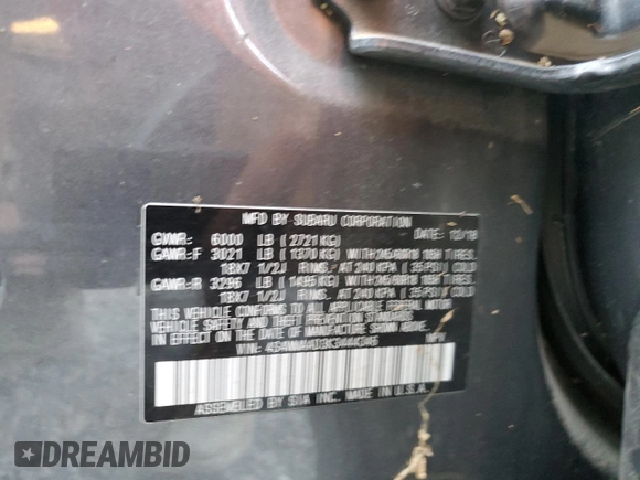 2019 Subaru Ascent with VIN 4S4WMAAD3K3444346, listed as a Copart auction lot 75400794 with Not provided miles and Salvage title. Bid and sale history available at DreamBid. Image 14.