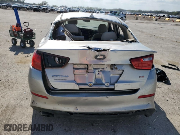 2015 Kia Optima LX with VIN KNAGM4A70F5531536, listed as a Copart auction lot 53731885 with Not provided miles and Salvage title. Bid and sale history available at DreamBid. Image 6.