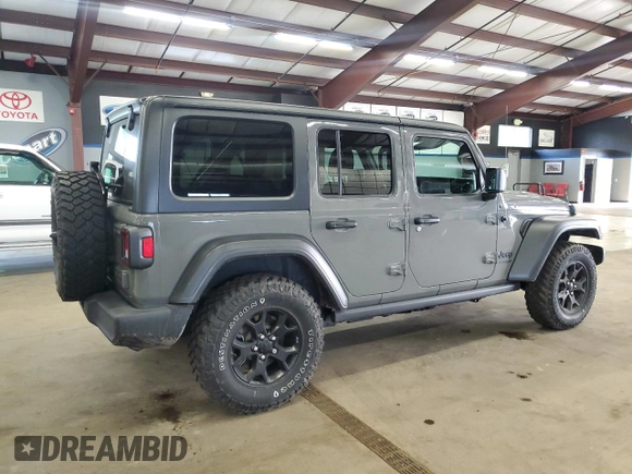 2021 Jeep Wrangler Unlimited Willys with VIN 1C4HJXDNXMW648849, listed as a Copart auction lot 55942895 with 28,240 mi miles and Salvage Title. Bid and sale history available at DreamBid. Image 3.