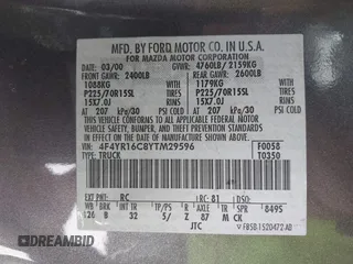 2000 Mazda B-Series Truck SE z VIN 4F4YR16C8YTM29596, wystawiony jako IAAI lot #42546448 z przebiegiem 188 031 mil mil oraz . Historia ofert i sprzedaży dostępna na DreamBid. Obrazek 9.