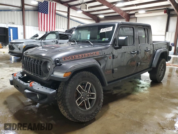 2024 Jeep Gladiator Mojave X with VIN 1C6JJTEG2RL106980, listed as a Copart auction lot 55142885 with 7,263 mi miles and Salvage title. Bid and sale history available at DreamBid. Image 1.