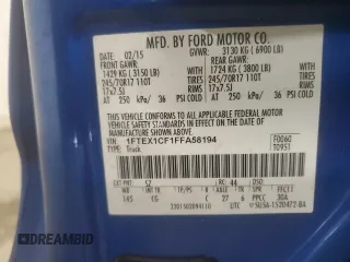2015 Ford F-150 XL with VIN 1FTEX1CF1FFA58194, listed as a Copart auction lot 60086625 with 154,259 mi miles and Clean title. Bid and sale history available at DreamBid. Image 12.