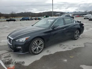 2022 Infiniti Q50 Sensory with VIN JN1EV7CR1NM340786, listed as a Copart auction lot 47992825 with 14,881 mi miles and Salvage title. Bid and sale history available at DreamBid. Image 1.