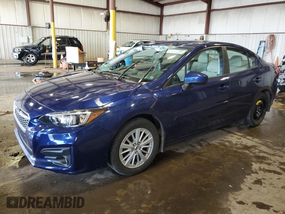 2018 Subaru Impreza Premium with VIN 4S3GKAB65J3621850, listed as a Copart auction lot 63196235 with 50,973 mi miles and Salvage title. Bid and sale history available at DreamBid. Image 1.