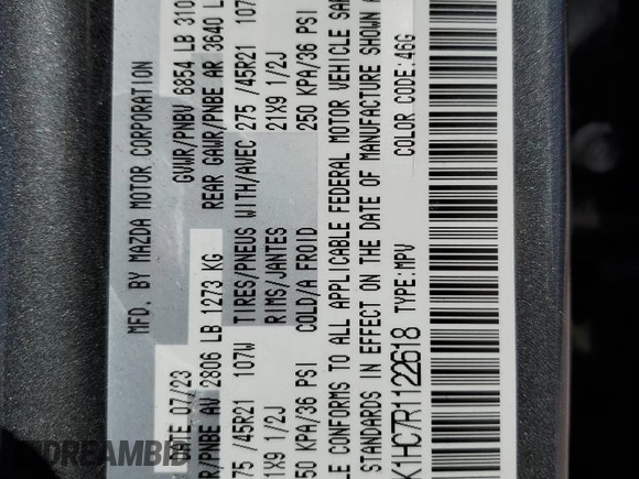 2024 Mazda CX-90 3.3 Turbo S with VIN JM3KK1HC7R1122618, listed as a Copart auction lot 49292855 with 30,233 mi miles and Salvage Title. Bid and sale history available at carsss.com. Image 14.