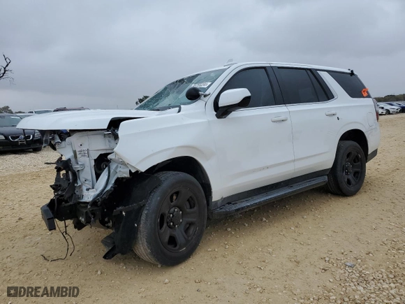 2023 Chevrolet Tahoe Commercial with VIN 1GNSCLED5PR350220, listed as a Copart auction lot 81706034 with 0 mi miles and Salvage Title. Bid and sale history available at carsss.com. Image 1.