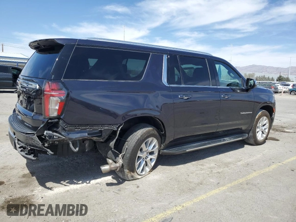 2023 Chevrolet Suburban Premier with VIN 1GNSCFKD3PR476310, listed as a Copart auction lot 53097665 with 38,392 mi miles and Salvage title. Bid and sale history available at DreamBid. Image 3.