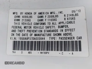 2013 Acura TL Tech with VIN 19UUA8F57DA000644, listed as a IAAI auction lot 41166316 with 111,788 mi miles. Bid and sale history available at carsss.com. Image 9.