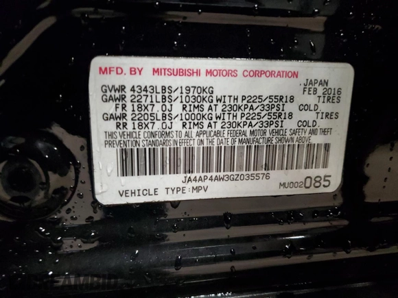 2016 Mitsubishi Outlander Sport 2.4 SEL with VIN JA4AP4AW3GZ035576, listed as a Copart auction lot 50198275 with 111,043 mi miles and Salvage Title. Bid and sale history available at carsss.com. Image 13.
