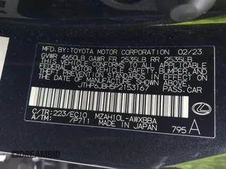 2023 Lexus UX 250h Premium с VIN JTHP6JBH5P2153167, выставлен на аукционе IAAI как лот 41432919 с пробегом 20 608 миль миль и . История ставок и продаж доступна на DreamBid. Изображение 9.