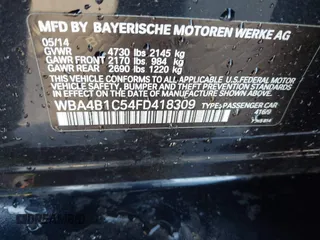 2015 BMW 4 Series 435i with VIN WBA4B1C54FD418309, listed as a IAAI auction lot 42099401 with 119,982 mi miles and . Bid and sale history available at carsss.com. Image 9.