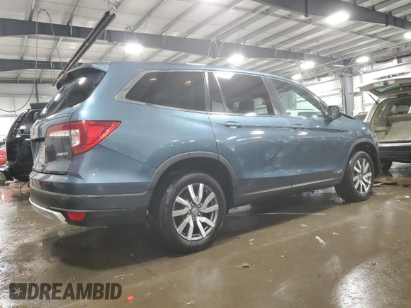 2021 Honda Pilot EX-L with VIN 5FNYF6H53MB095651, listed as a Copart auction lot 43171055 with 35,869 mi miles and Salvage Title. Bid and sale history available at DreamBid. Image 3.