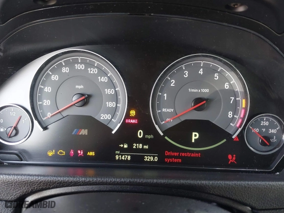 2018 BMW M3 with VIN WBS8M9C52J5K98356, listed as a IAAI auction lot 41593546 with 91,478 mi miles. Bid and sale history available at carsss.com. Image 7.